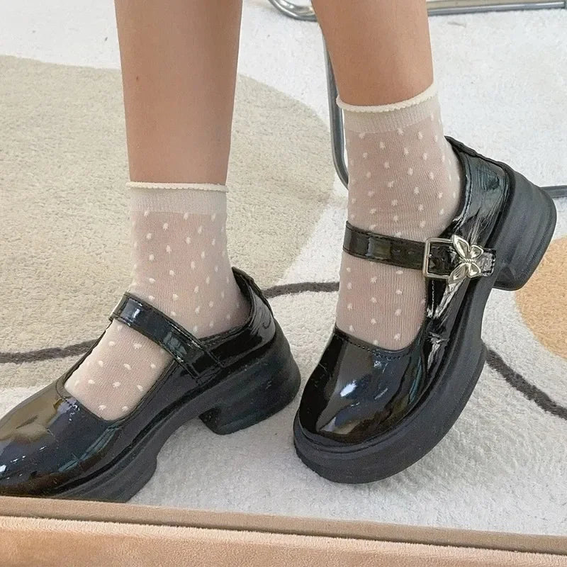 3pairs Summer Lace Bow Mesh Thin Low Tube Socks for Women Lolita Cute Aesthetic Black White JK Short Stockings New Fashion Socks Quick Pick Grocers