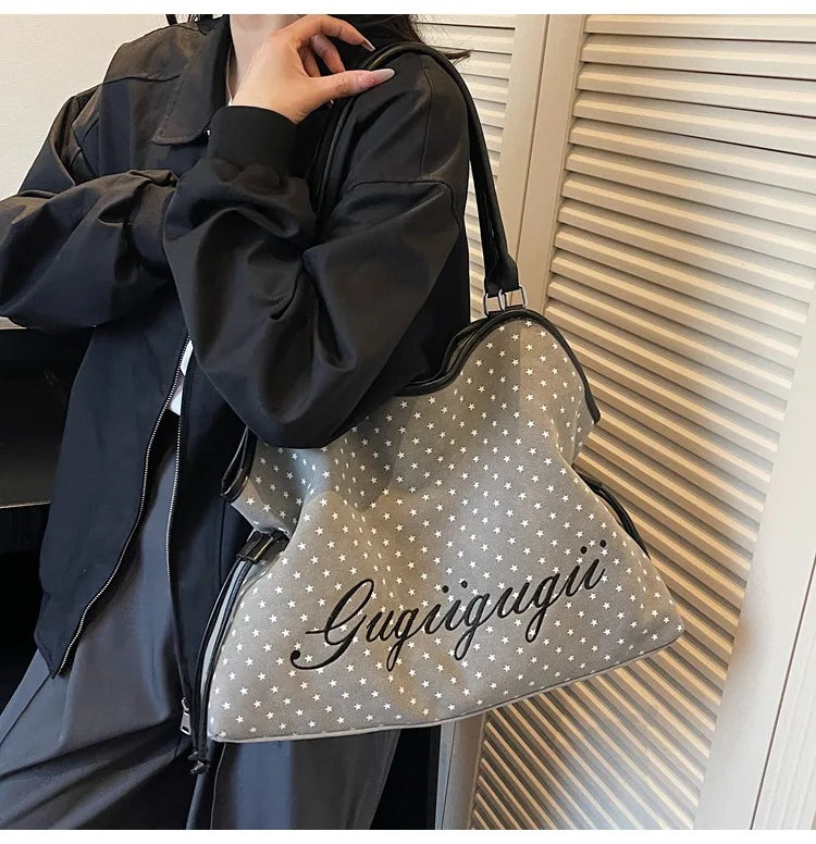 Brand Women's Shoulder Bag Y2k Fashion Sweet Polka Dot Handbag Korean Casual Versatile Leopard Print Brown Frosted Tote Bags Quick Pick Grocers