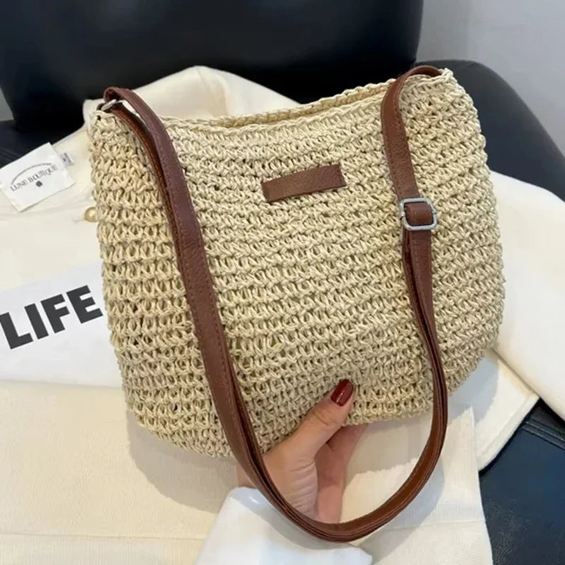 Elegant Light Paper Rope Bag - Bohemian Handmade Style, Hot-Selling Beach/Casual Bag (Crossbody & Shoulder Tote) Quick Pick Grocers