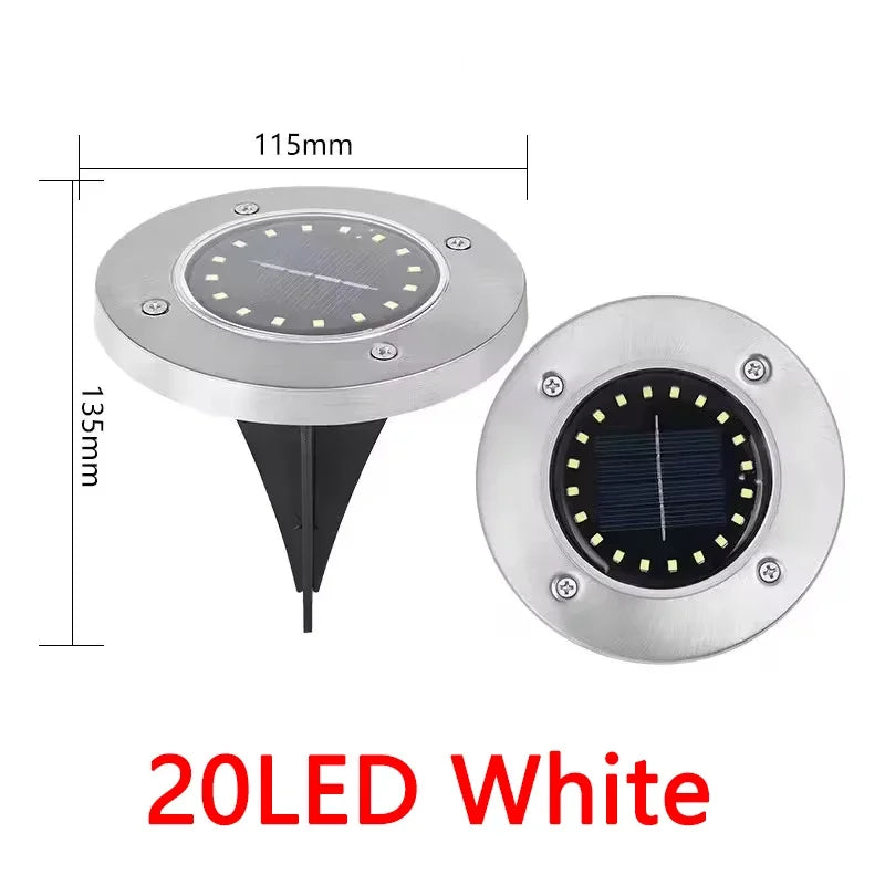 1/4/8Pcs Solar Lights Outdoor 8/20LEDs Disk Underground Lamp Spotlight Buried Solar Light for Home Garden Lawn Yard Decoration Quick Pick Grocers