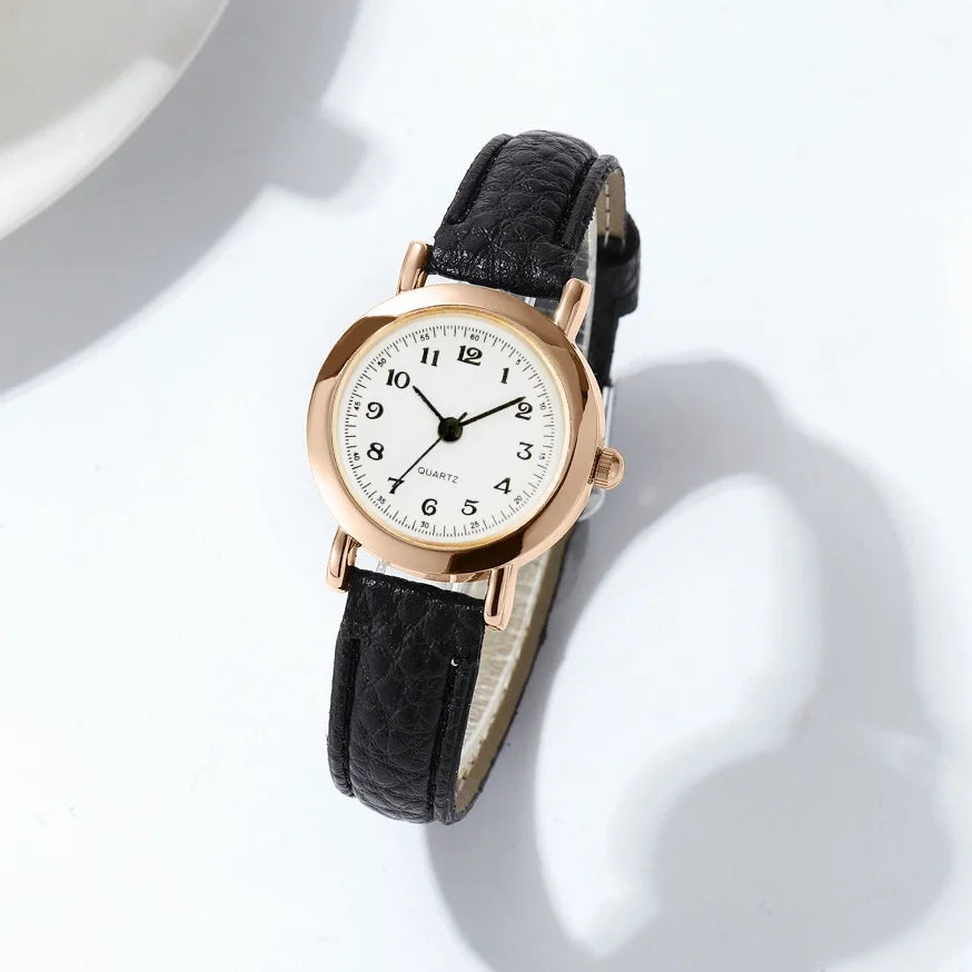 Women's Watch Fashion Small Arabic Quartz Watches Leather Band Wristwatches Quick Pick Grocers