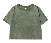 100% Cotton Washed T-Shirts For Women Loose O-Neck Crop Tops Y2k Street Female Clothes Summer Casual Vintage Short Sleeve Tees Quick Pick Grocers