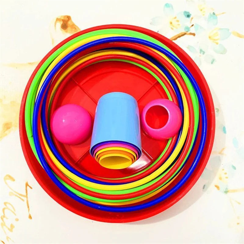 Children Throw Circle Game Ferrule Stacked Toys Fun Indoor Outdoor Parent-Child Interactive Circle Layers Early Education Gift Quick Pick Grocers
