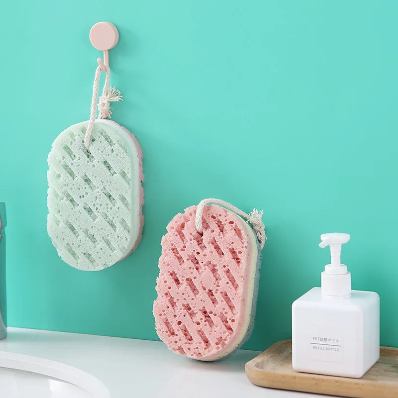 Sponge Bath Brush Shower Rub for Whole Body Deep Cleaning Washcloth Exfoliation Massage Brush Scrubber Bathroom Accessories Quick Pick Grocers