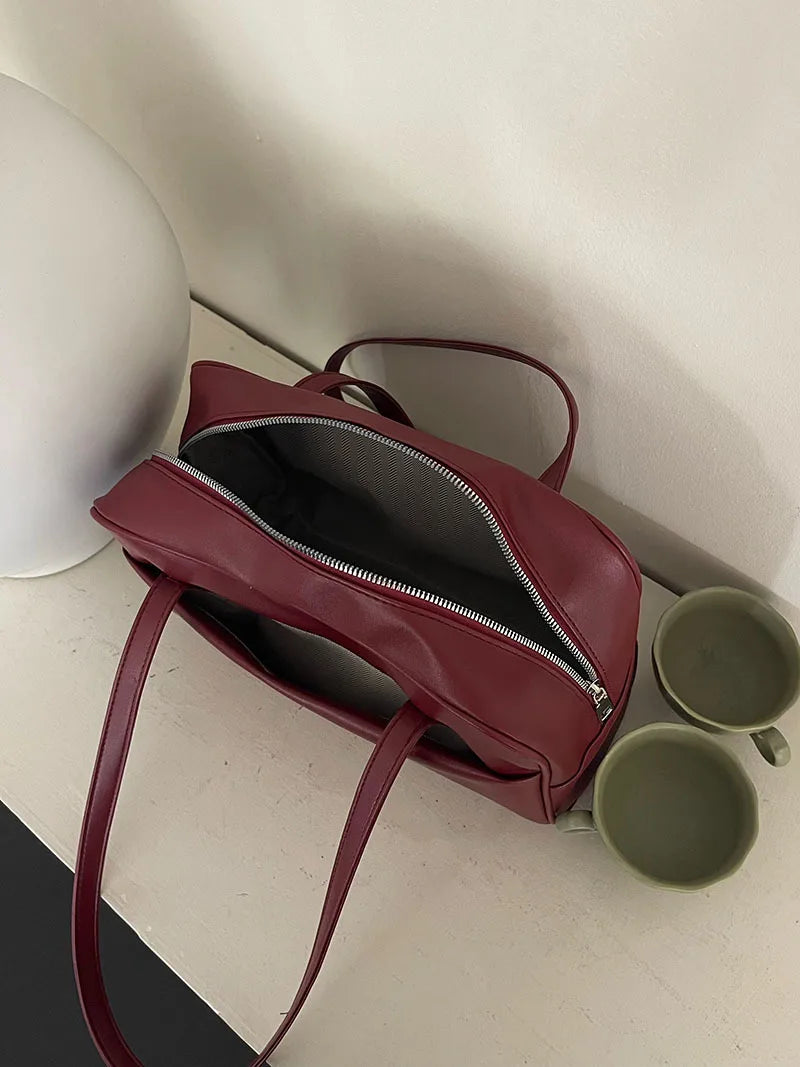 Korean Style Large Capacity Single Shoulder Women's Bag Versatile Vintage Underarm Bag Autumn 2025 New Arrival Tote Bag Quick Pick Grocers