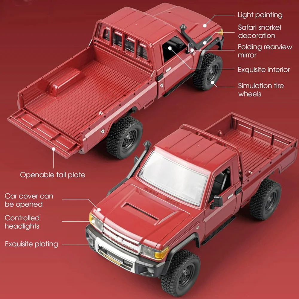 MN82 4WD Off-road Rc Car With LED Lights 1:12 Full-scale Simulation Professional 2.4G Remote Control Pickup Truck Model Kids Toy Quick Pick Grocers