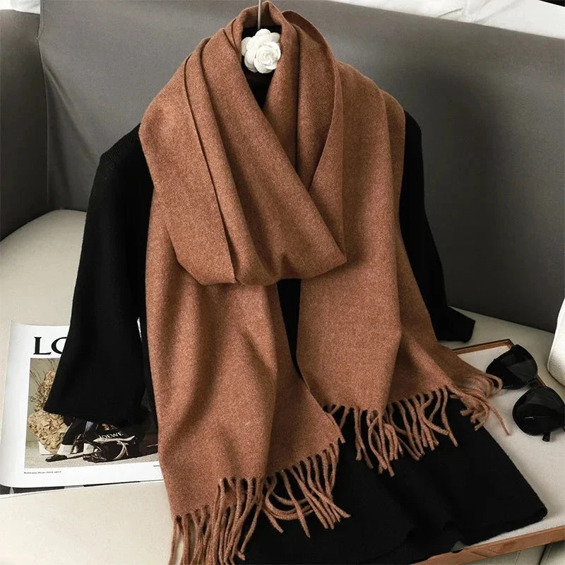 62Color Solid Women Winter Scarf Warm Thicken Cashmere Shawl Outdoor Fashion Luxury Tassels Pashmina Lady Wrap Windproof Scarves Econic Blanks