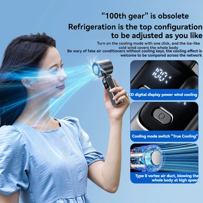 JPNPL 4000mAh Hanging Ice Pack Handheld High-speed Fan Folding 100 Speed Infinitely Adjustable Fan Portable For Outdoor Neck Quick Pick Grocers