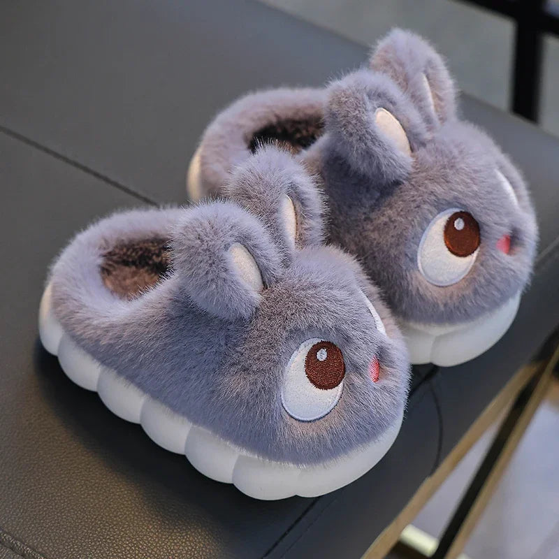 2024 New Cute Rabbit Children's Cartoon Winter Slippers Comfortable Warm House Shoes Boys Girls Indoor Home Fluffy Slippers Purest Peak