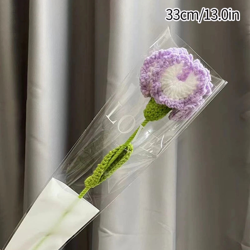 1pc Tulip Crochet Flowers Artificial Woven Flowers Handmade Tulipanes Wedding Gift for Guest Home Decoration Mother's Day Gift Quick Pick Grocers
