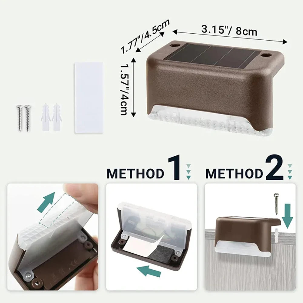 Warm White LED Solar Step Lamp Path Stair Outdoor Garden Lights Waterproof Balcony Light Decoration for Patio Stair Fence Light Econic Blanks