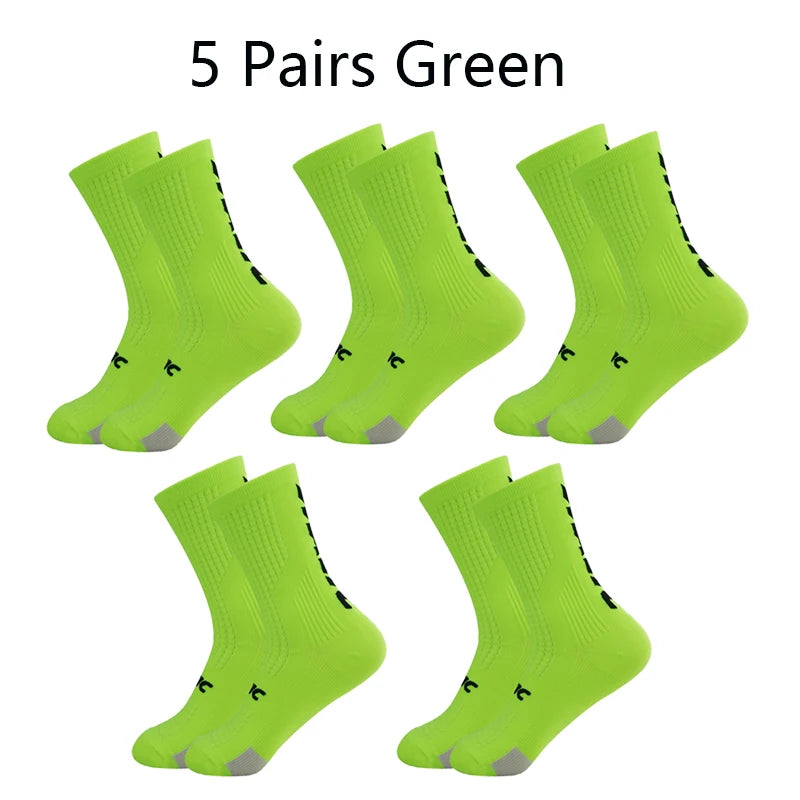 5 Pairs Cycling Socks Men Bicycle Sport Running Bike Socks Mid Tube Compression Outdoor Racing MTB Road Bike Socks Breathable Quick Pick Grocers