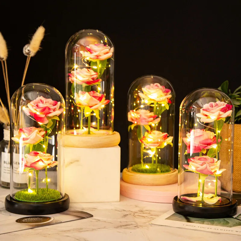 LED Galaxy Three Rose Artificial Flowers, Wedding Decoration, Creative Valentine'S Day and Mother'S Day Gift without Battery 1Pc Quick Pick Grocers