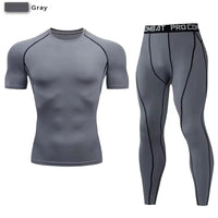 2pcs Men's Compression Sportswear Suit Elastic Training Yoga Sets Workout Jogging Fitness Clothing Tracksuit Pants Sporting Quick Pick Grocers