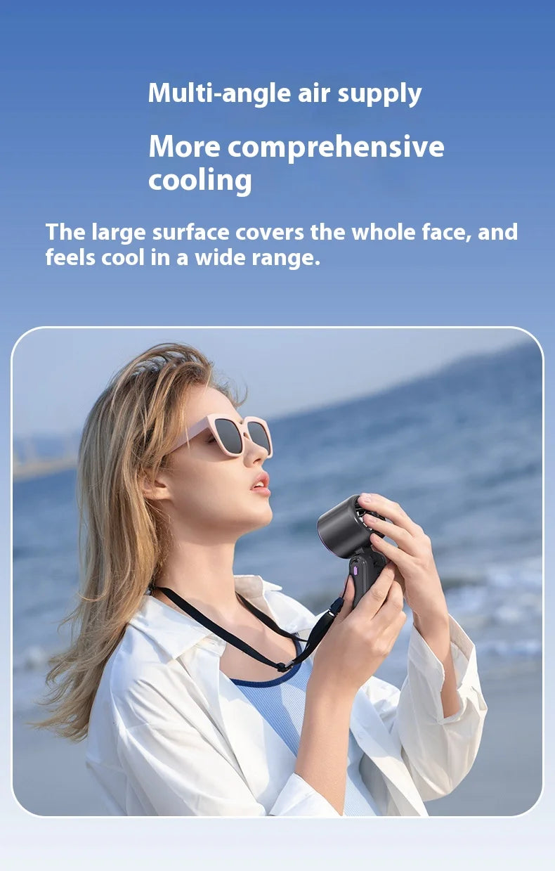 Portable Cooling Fan, 5-Speed Strong Wind Foldable Neck Hanging Fan, 9H Long Battery 4000mAh Mini Air Cooler for Travel & Outdoo Quick Pick Grocers