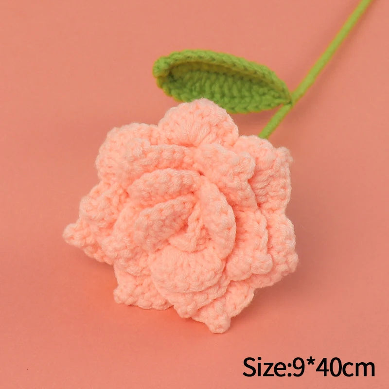1pc Tulip Crochet Flowers Artificial Woven Flowers Handmade Tulipanes Wedding Gift for Guest Home Decoration Mother's Day Gift Quick Pick Grocers