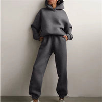 Women's Tracksuit Suit Autumn Fashion Warm Hoodie Sweatshirts Two Pieces Oversized Solid Casual Hoody Pullovers Long Pant Sets Quick Pick Grocers