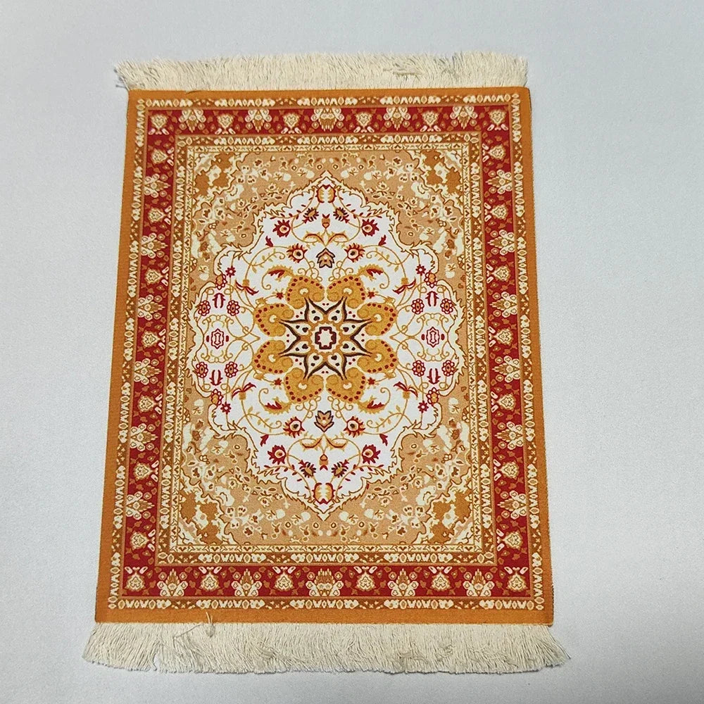 Woven flower Persian carpet small coaster wholesale merchants cheap mouse pad desk mat retro style rubber non-slip computer mats Quick Pick Grocers