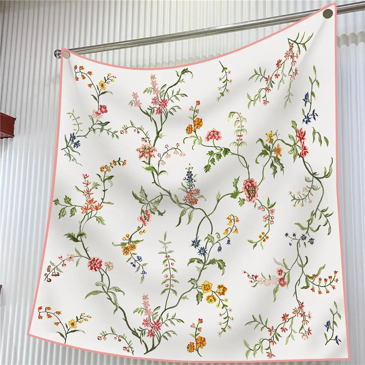 90Cm French Jungle Large Square Scarf Decorative Fashion Trend Flowers High Quality Twill Silk Travel Shawl Sunscreen Quick Pick Grocers