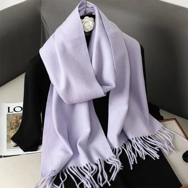 62Color Solid Women Winter Scarf Warm Thicken Cashmere Shawl Outdoor Fashion Luxury Tassels Pashmina Lady Wrap Windproof Scarves Econic Blanks