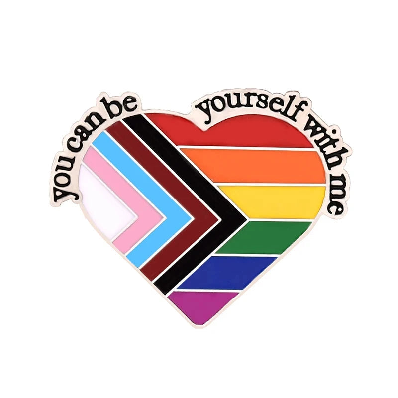 Rainbow LGBT Encourage Letters Metal Enamel Badge Gay Lesbian Asexual Transgender Adaptive Lapel Pin Jewelry Gifts Accessories Quick Pick Grocers