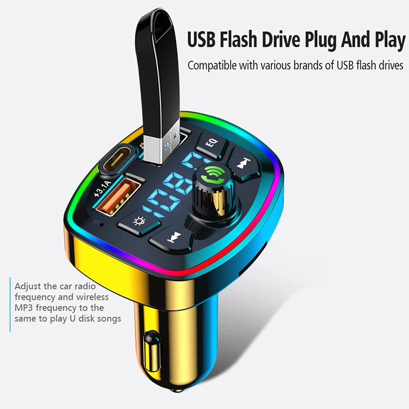 Car Bluetooth 5.0 FM Transmitter Wireless Adapter Mic Audio Receiver Auto MP3 Player 2.1A Dual USB Fast Charger Car Accessories Quick Pick Grocers