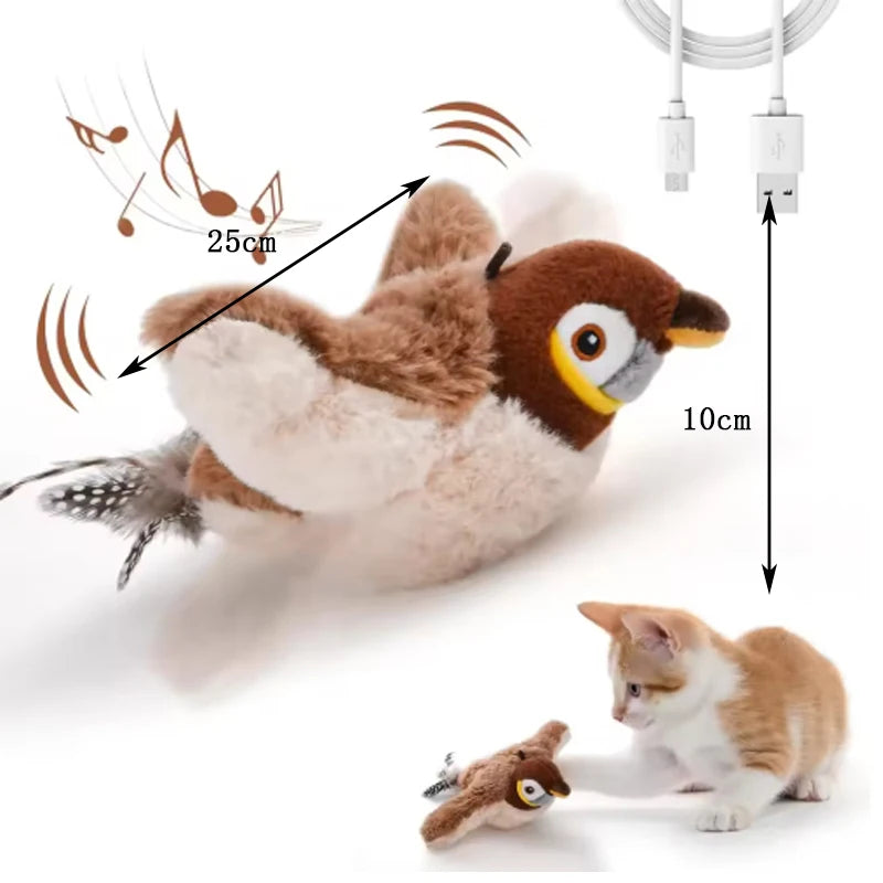 New Simulated Bird Cat Toy Interactive Toys Dog Rechargeable Chirping Flapping Bird(no Flying) Touch Activated Plush Toy Pet Quick Pick Grocers