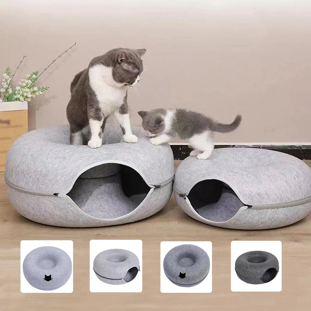 B-Tunnel Donut Cat Bed Interactive Tunnel Pet Felt Indoor Toys Cats House Kitten Training Toy Cat Kennel Cat Accessories Quick Pick Grocers