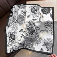 2025 Silk Shawl Print Headscarf Cat Hair Wrap Neckerchief Female Satin Square Scarf For Women Headband Foulard Hijab Bandana Quick Pick Grocers