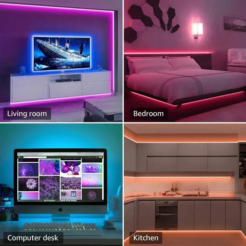 RGB LED Strip Light SMD 5050 USB Remote&APP Control Bluetooth Flexible Tape Diode Ribbon for TV Backdrop Living Room Bedroom Econic Blanks