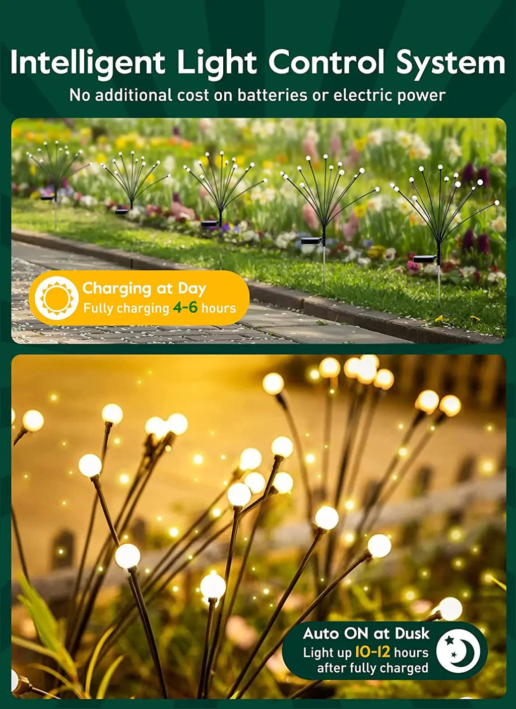 8 LED Solar Garden Lights Powered Firefly Lights Outdoor Waterproof Vibrant Garden Lights for Patio Pathway Decoration,Warm Econic Blanks