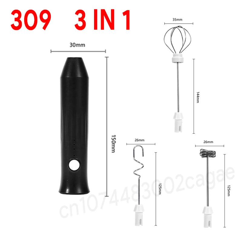 UPGRADED Electric Coffee Frother/MILK Whisk+Egg Beater MINI Food Blender USB Rechargeable Handheld Three Speeds Espresso Tools Quick Pick Grocers