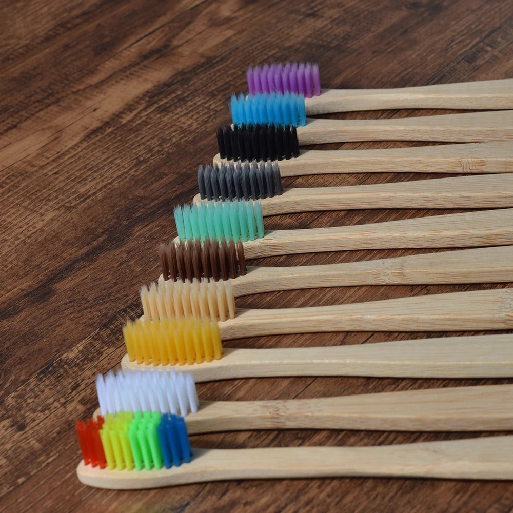 10Pcs Colorful Toothbrush Natural Bamboo Tooth Brush Sets Soft Bristle Charcoal Teeth Eco Bamboo Toothbrushes Dental Oral Care Econic Blanks