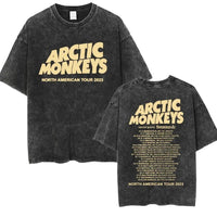 Retro Rock Arctic Monkeys Music Album Graphic T-Shrit Men's Vintage Washed Oversized Short Sleeve T Shirt Y2k Hip Hop Streetwear Quick Pick Grocers
