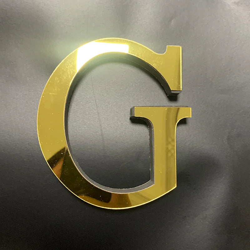 Gold English Letters Mirror 3D Wall Sticker Home Decoration Festival Party Wedding Decor Acrylic Mural Peel & Stick Wallpaper Quick Pick Grocers