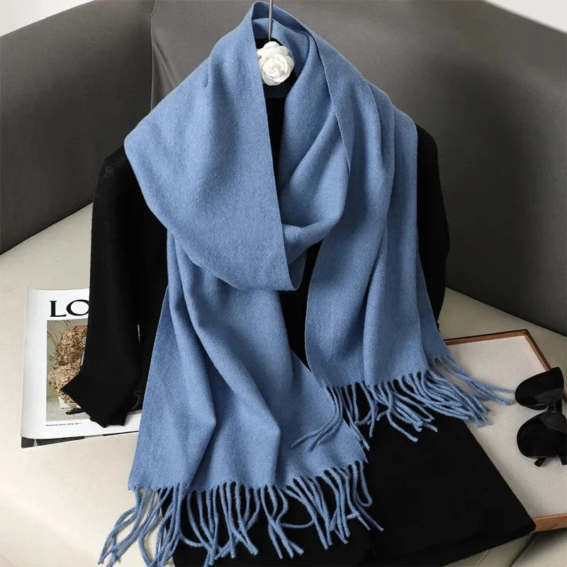 62Color Solid Women Winter Scarf Warm Thicken Cashmere Shawl Outdoor Fashion Luxury Tassels Pashmina Lady Wrap Windproof Scarves Econic Blanks
