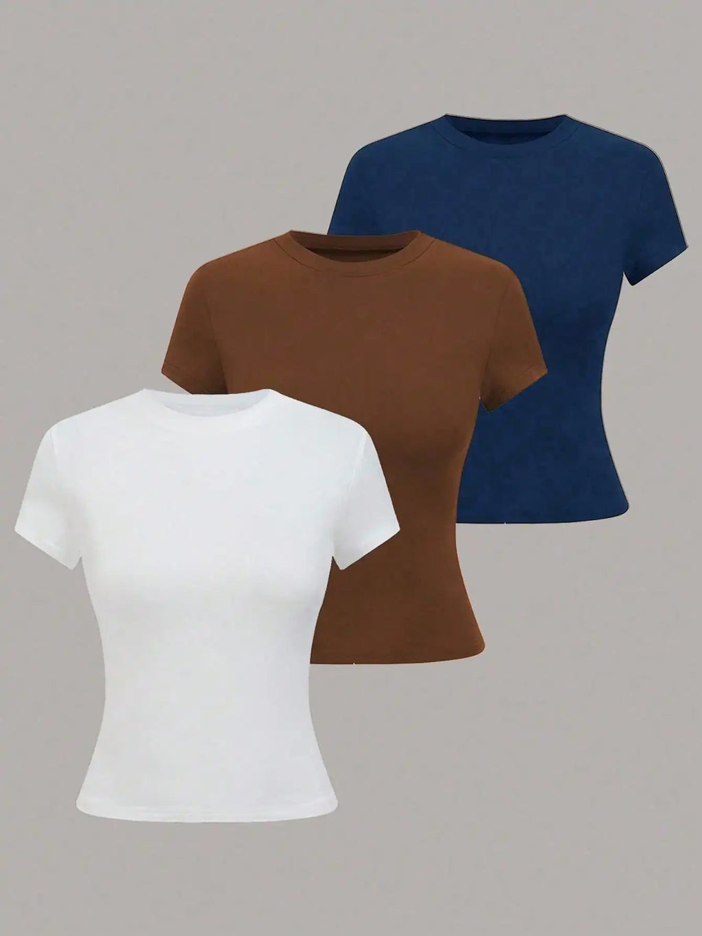 Women's Solid Color Short Sleeve T-Shirt, Minimalist Basic Top for Summer Quick Pick Grocers