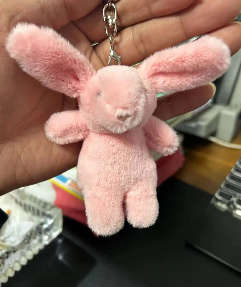 Stuffed Animals Cute Cartoon Rabbit Keychain Love Pompom Trinket Toy Girl Bag Car Keychain Mobile Phone Pendant Jewelry Gift Econic Blanks