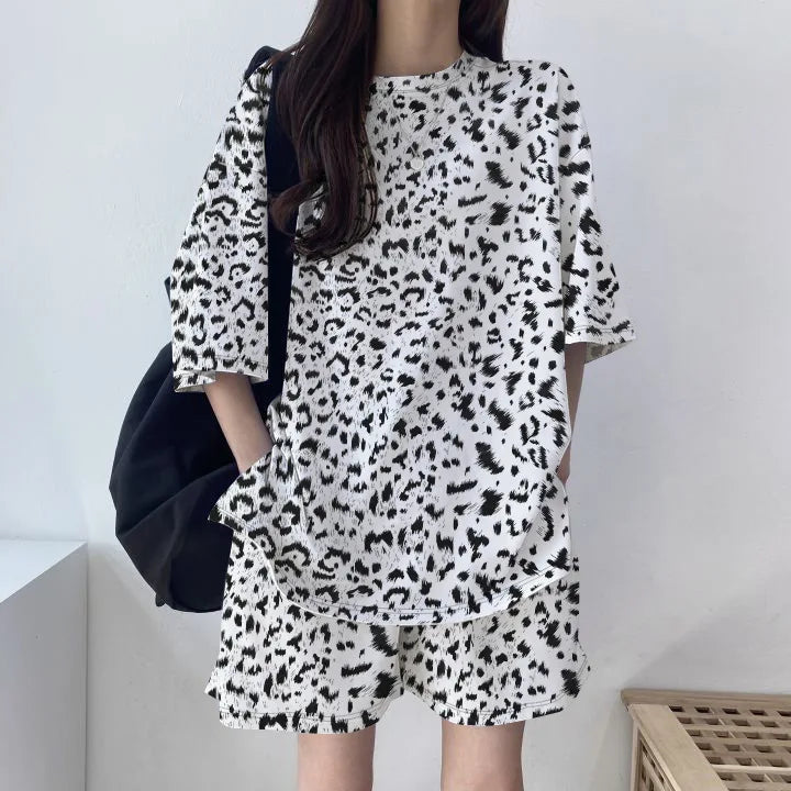 Women T-Shirt Shorts Suit Set Casual Tie Dye Loose tshirt and wide leg middle shorts with pockets female Soft Summer Shorts Sets Quick Pick Grocers
