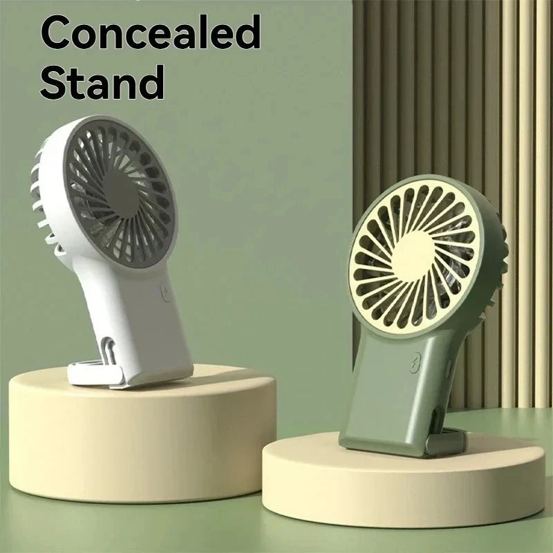 Cartoon Foldable Mini Fan USB Rechargeable Handheld Desktop Fan with Hook Portable Cooling Fan for Outdoor Travel Home Office Quick Pick Grocers