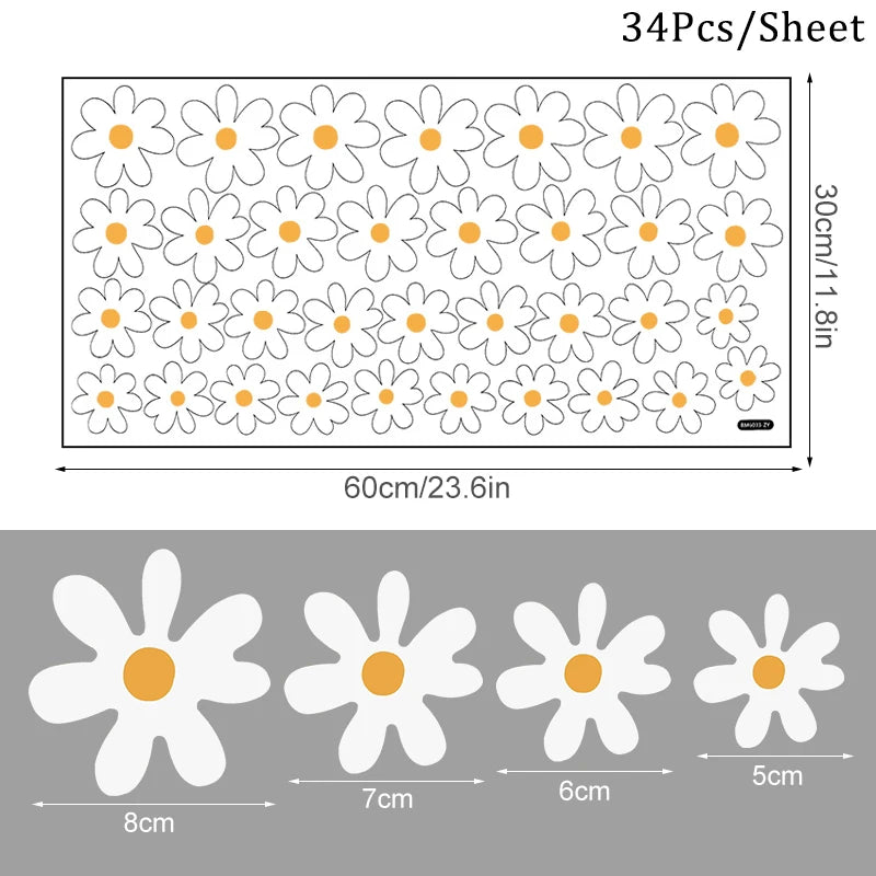 White Daisy Flower Wall Stickers Kids Room Living Room DIY Art Decas Baby Nursery Home Decoration PVC Window Sticker Quick Pick Grocers
