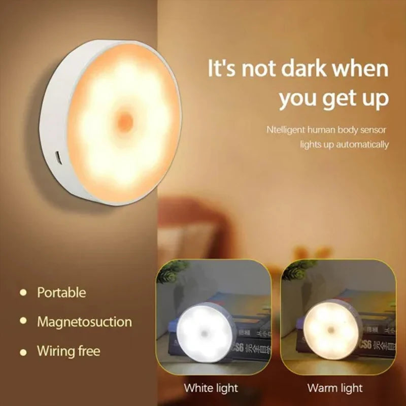 PIR Motion Sensor LED Night Light USB Rechargeable Night Lamp For Kitchen Cabinet Wardrobe Lamp Staircase Wireless Closet Light Quick Pick Grocers