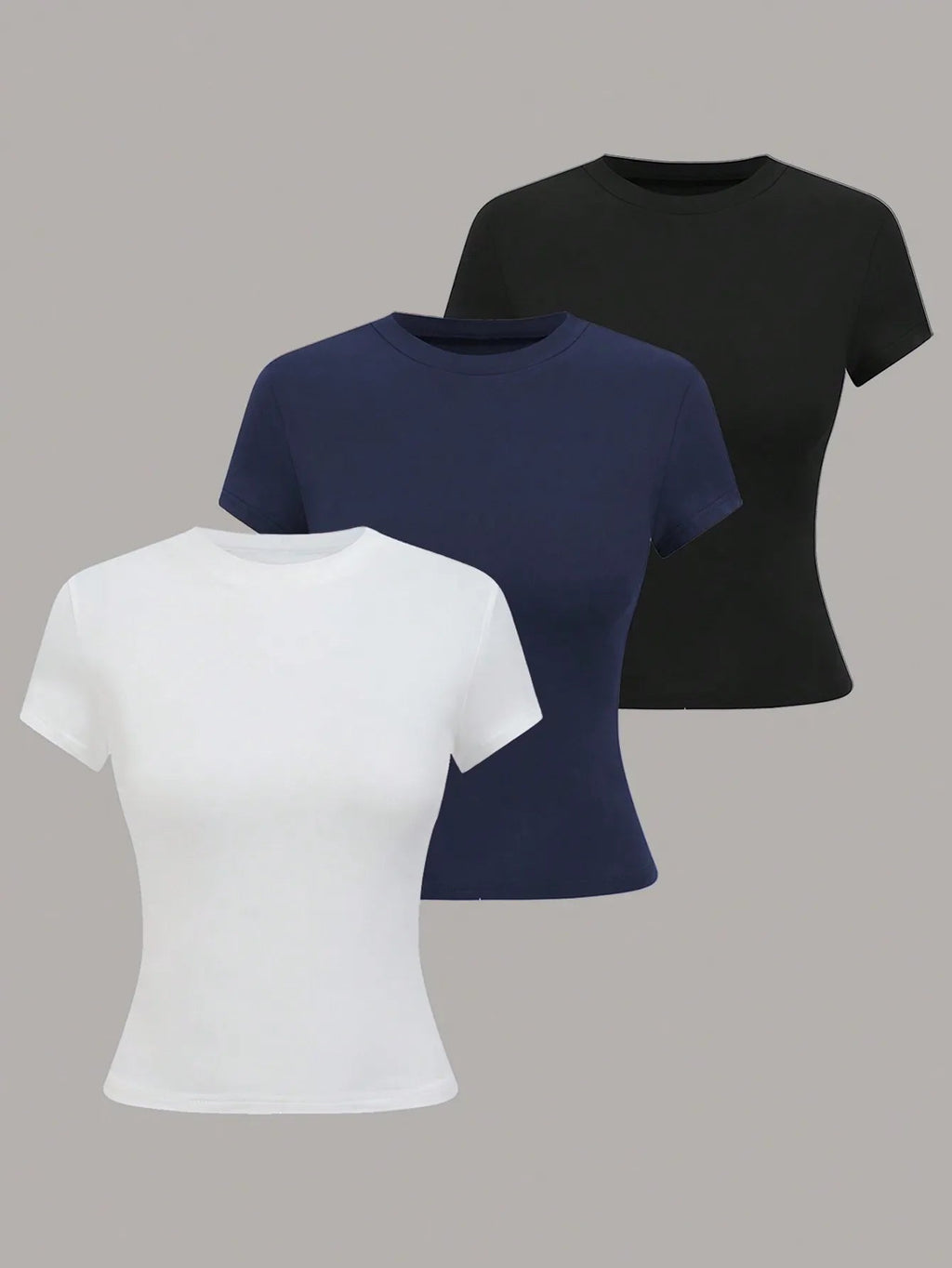 Women's Solid Color Short Sleeve T-Shirt, Minimalist Basic Top for Summer Quick Pick Grocers