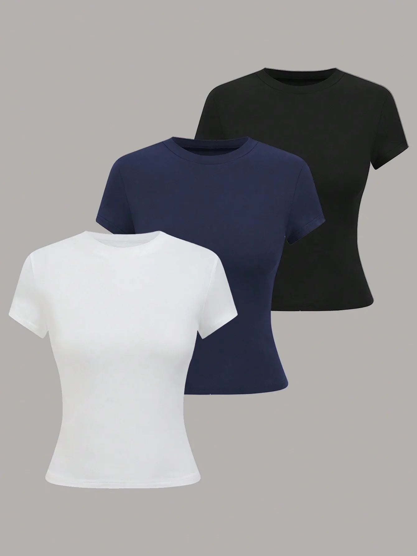 Women's Solid Color Short Sleeve T-Shirt, Minimalist Basic Top for Summer Quick Pick Grocers