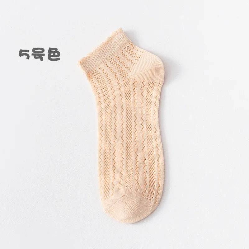 Fashionable Summer Soft Short Socks for Women Thin Mesh Sock Breathable Feature Sweet Hollow Out Design White Lace Ankle Socks Quick Pick Grocers