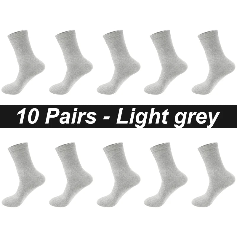 10Pairs/Lot Men Combed Cotton Socks Black Casual Business Breathable High Quality Man Sock New For Male Plus Size EU38-48 Quick Pick Grocers
