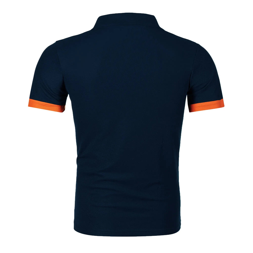 Men's short sleeve color matching fashion with men's lapel short sleeve Quick Pick Grocers