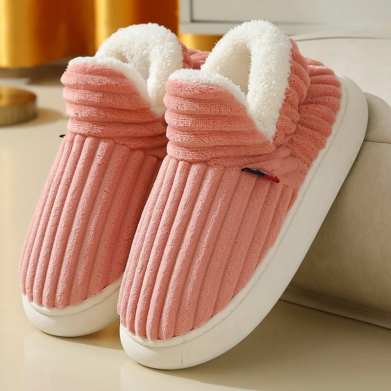 Shevalues Winter Men Slippers Short Plush Men Cotton Boots Indoor Fluffy House Fur Slippers Men Casual Soft Fur Furry Men Shoes Purest Peak