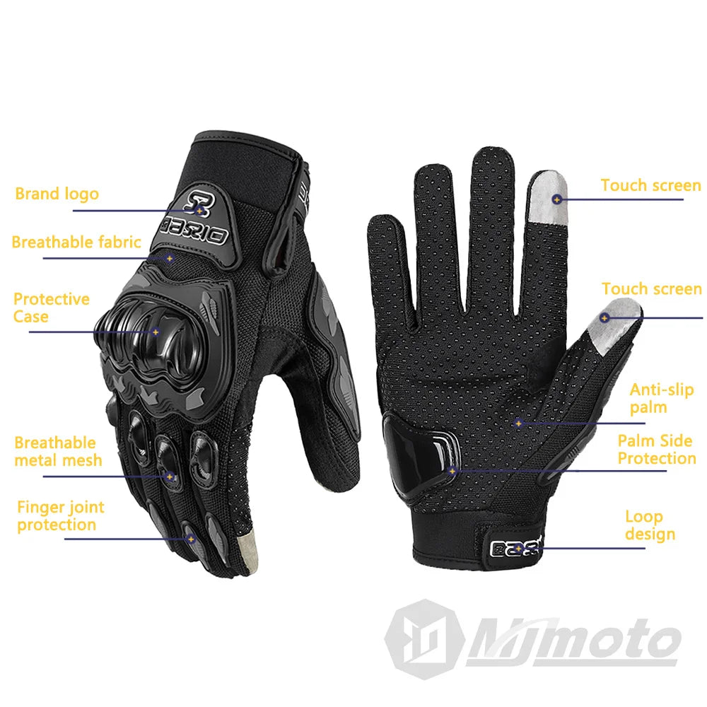Summer Breathable Full Finger Motorcycle Gloves Non-slip Wear-resistant Motocross Racing Gloves Touch Screen Moto Biker Gloves Quick Pick Grocers