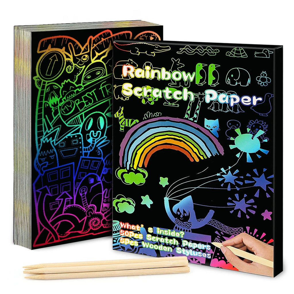 Dazzling Scratch Painting Parent Child Interactive Toys Note Cards Handmade Painting Econic Blanks